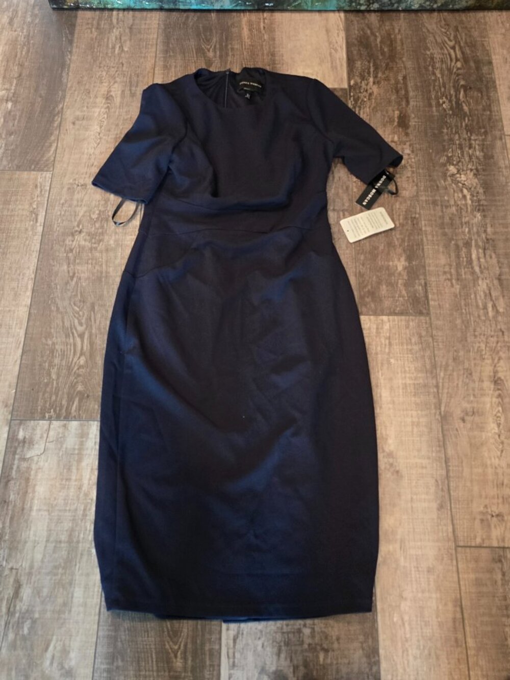Donna Morgan Womens 4 Navy Blue Sheath Dress Flutter Sleeve Cocktail 5490
